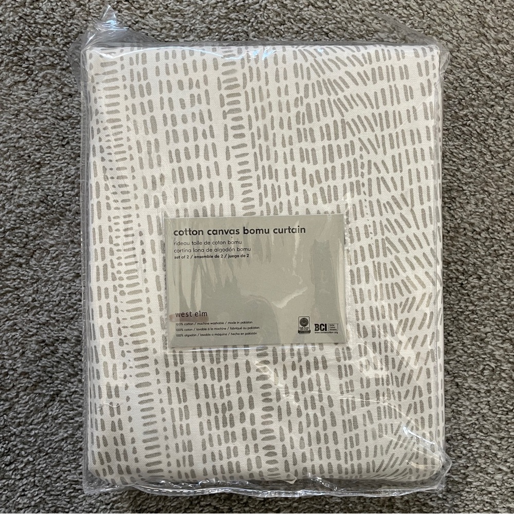 West Elm Gray Cotton Canvas Curtain